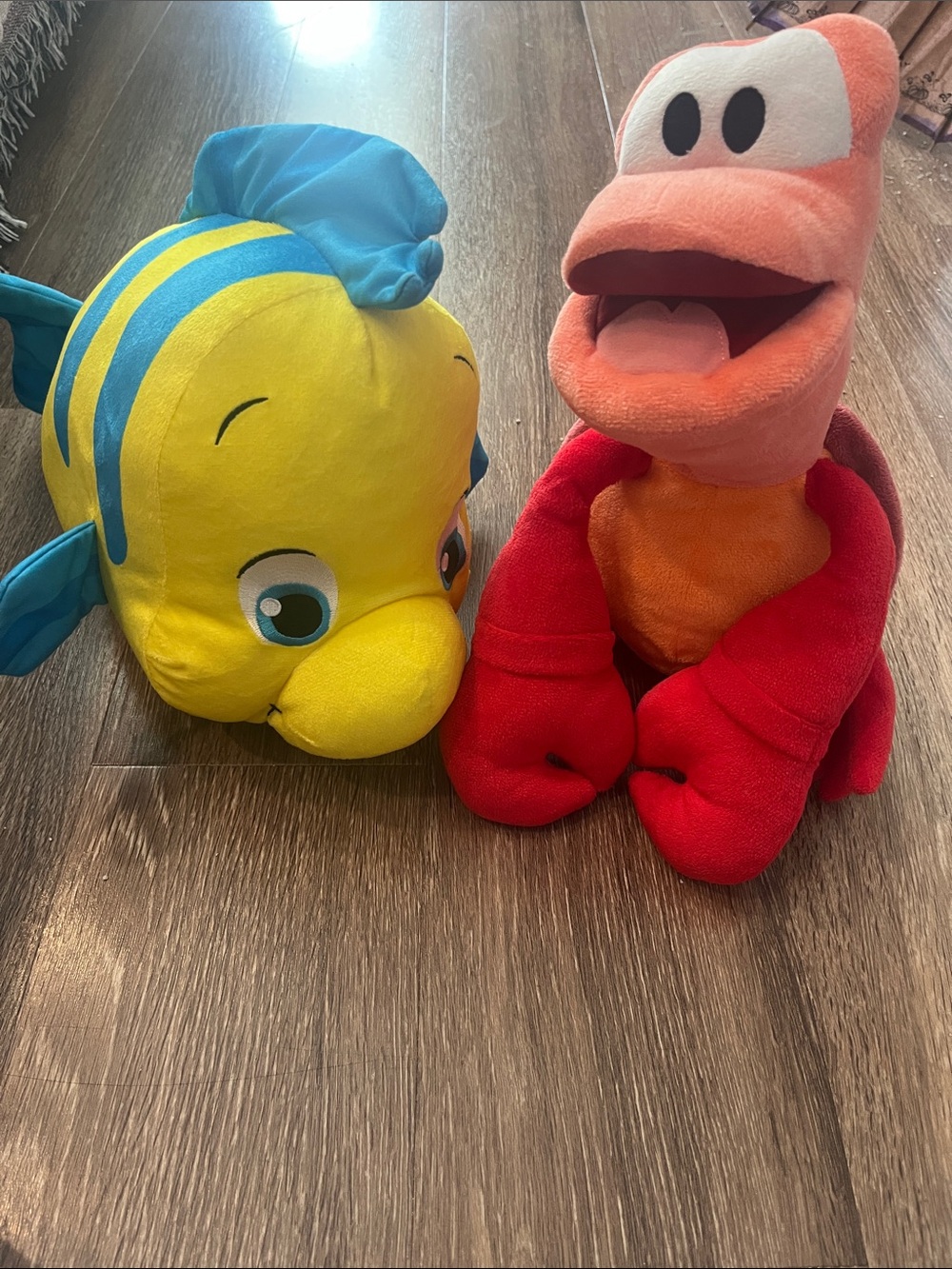 Disney Yellow & Blue Flounder Plush with Red Crab Sebastian Plush Set